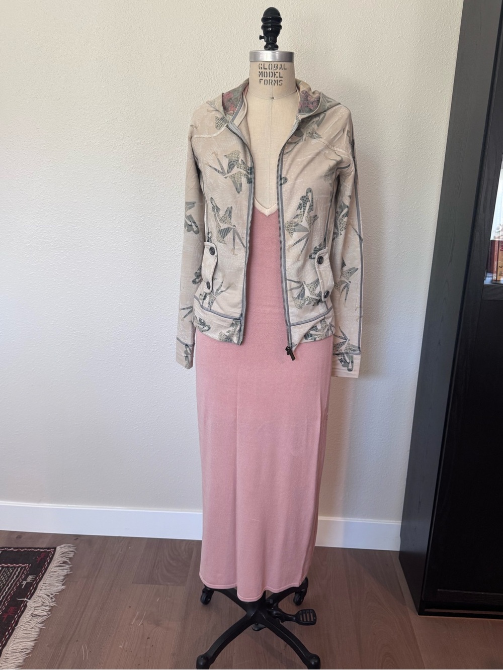 Custo Barcelona Beige Floral Zip Hoodie
